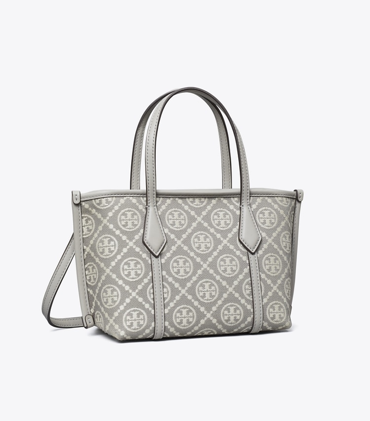 Tory Burch designer crossbody bags T Monogram Mini Perry Tote in Gray angle