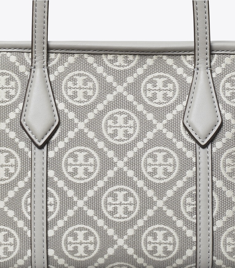 Tory Burch designer crossbody bags T Monogram Mini Perry Tote in Gray angle