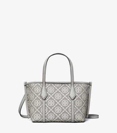 Tory Burch designer crossbody bags T Monogram Mini Perry Tote in Gray front
