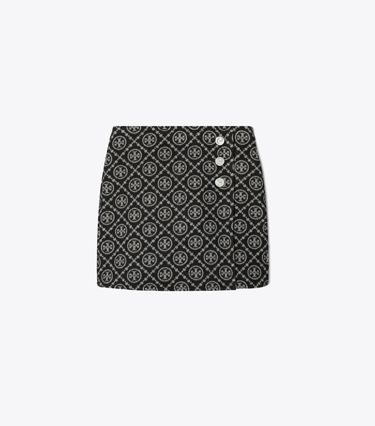 Tory Burch designer ボトムス Tモノグラム ミニスカート in Black/Gray T Monogram front