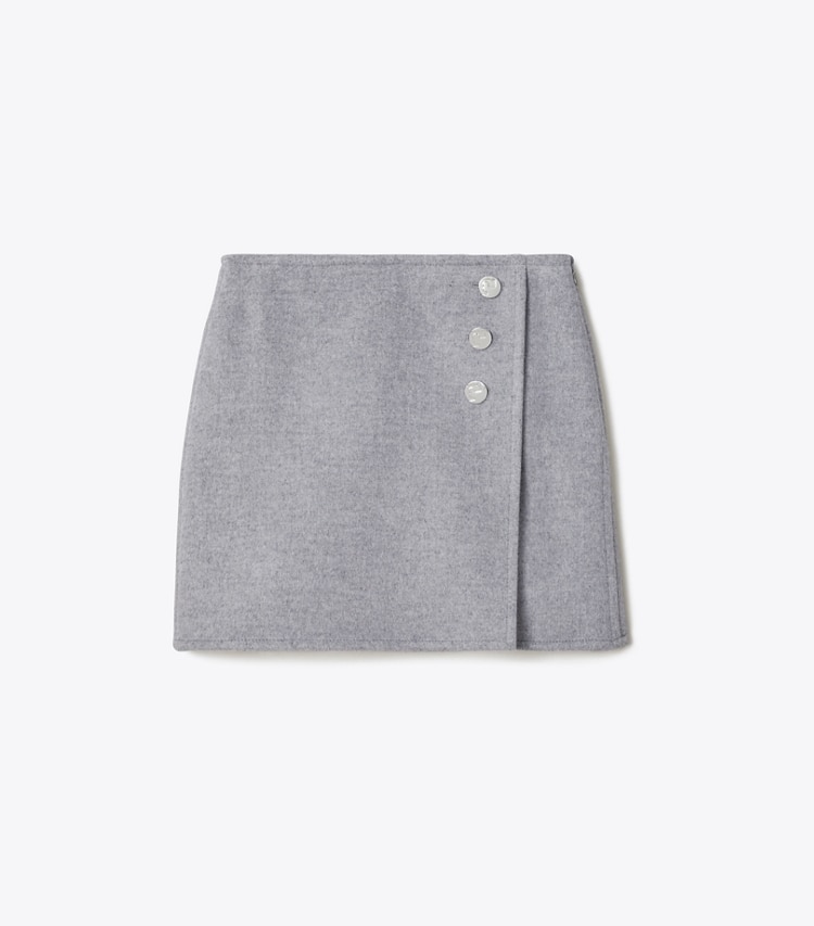 Tory Burch designer bottoms T Monogram Mini Skirt in Gray Melange T Monogram Jacquard Combo B front