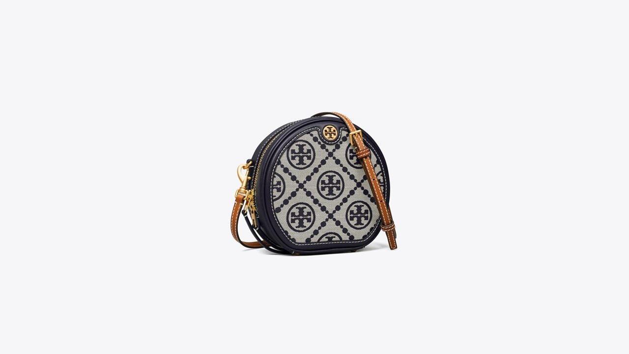 Tory Burch 88968 T Monogram Braided Moon Floral Moon Crossbody IN