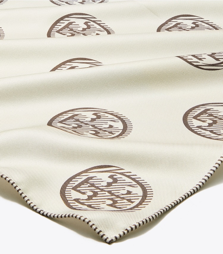 Tory Burch designer scarves T Monogram Neckerchief in Ivory detail