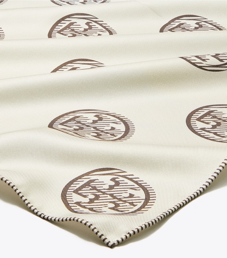 Tory Burch designer scarves T Monogram Neckerchief in Ivory overhead