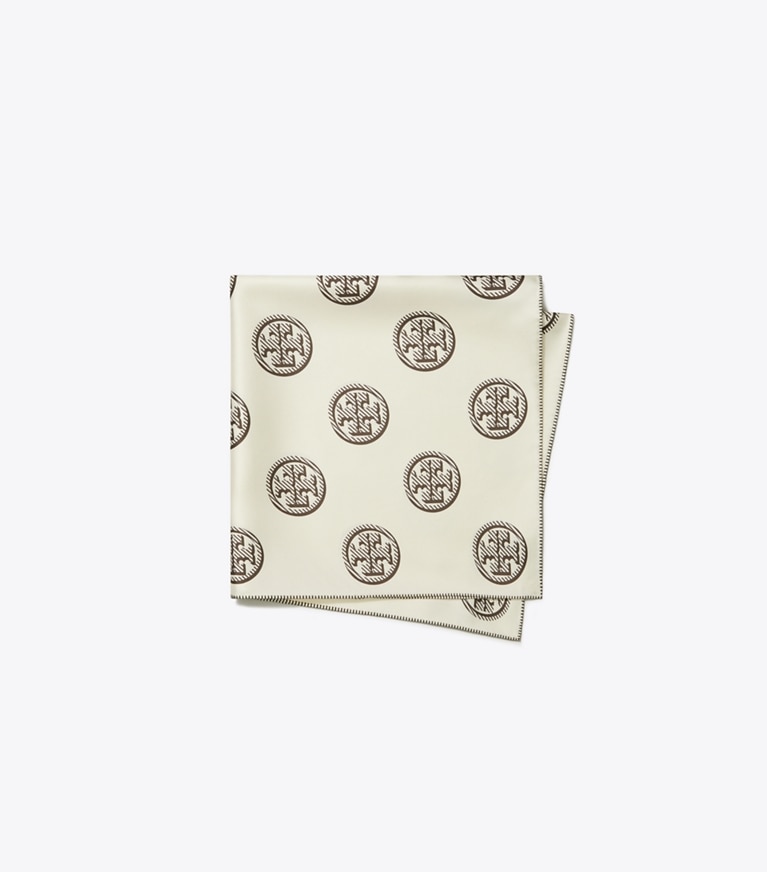 Tory Burch designer scarves T Monogram Neckerchief in Ivory overhead