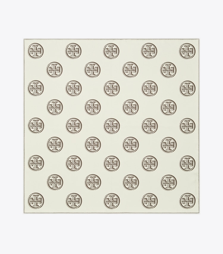Tory Burch designer scarves T Monogram Neckerchief in Ivory overhead
