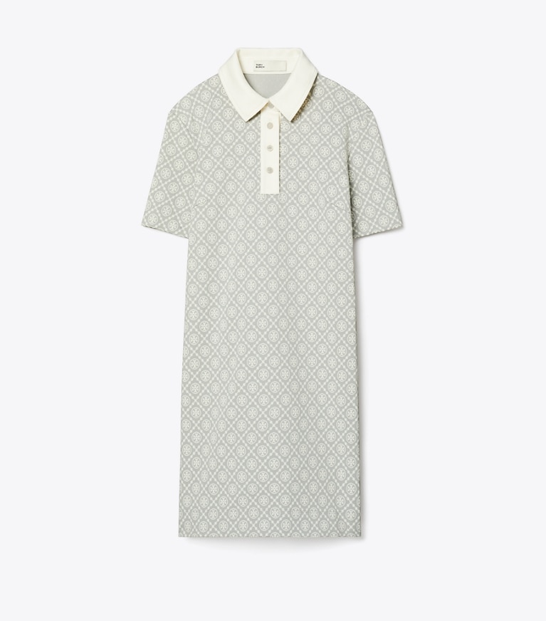 Tory Sport designer ドレス Tモノグラム ナイロン ポロドレス in Gray T MONOGRAM SMALL SPORT front
