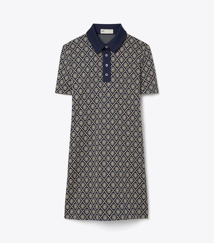 Tory Sport designer dresses T Monogram Nylon Polo Dress in TORY NAVY T MONOGRAM SMALL SPORT front