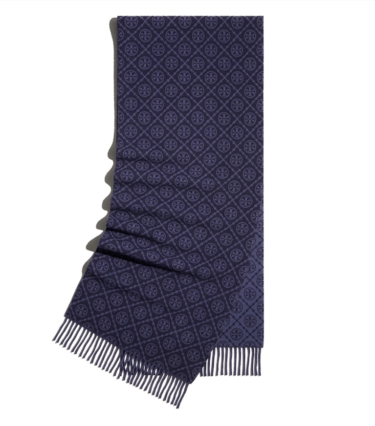 Tory Burch designer scarves T Monogram Oblong Scarf in Tory Navy additional