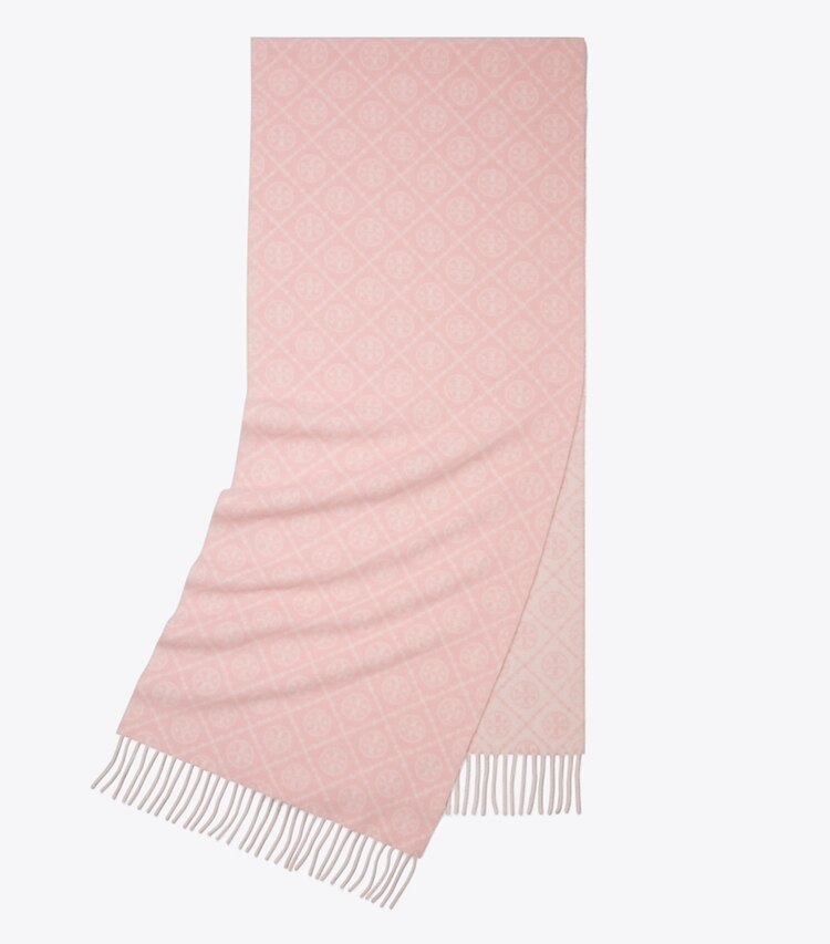 Tory Burch designer scarves T Monogram Oblong Scarf in Pink folded