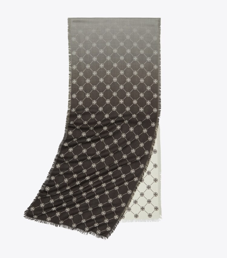 Tory Burch designer scarves T Monogram Oblong Scarf in Brown folded