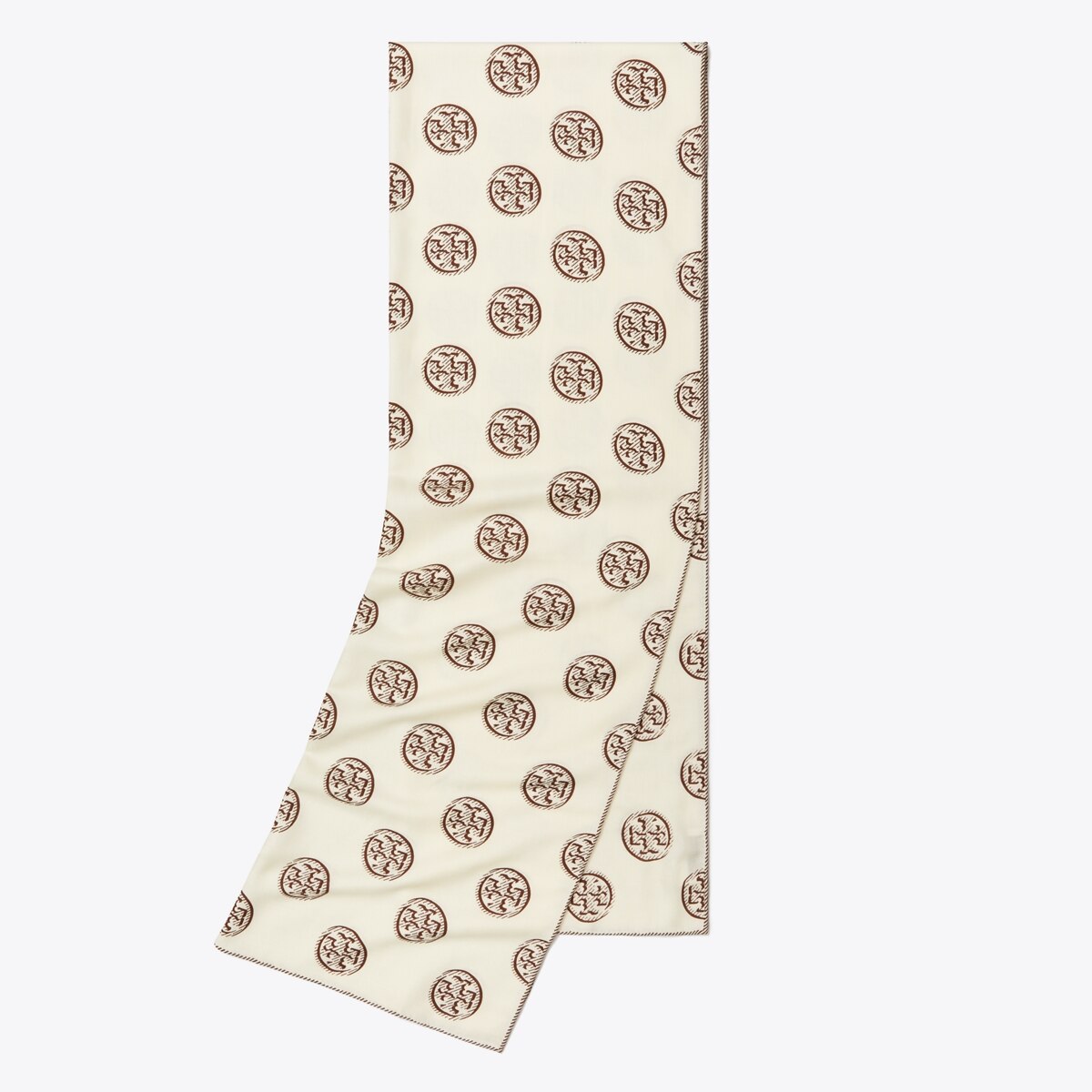 TORY BURCH｜ (T MONOGRAM BORDERED OBLONG (159384-001)) T Monogram Bordered Oblong Scarf: Women's Designer Scarves