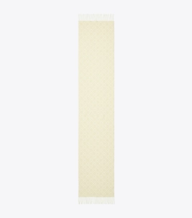 Tory Burch designer スカーフ Tモノグラム オブロングスカーフ in Ivory オーバーヘッド