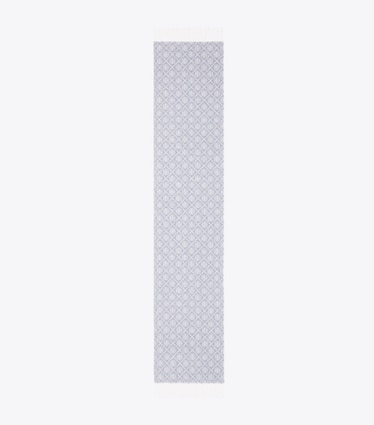 Tory Burch designer scarves T Monogram Oblong Scarf in T Monogram Oblong Scarf Dusky Blue overhead