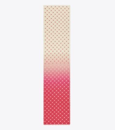 Tory Burch designer scarves T Monogram Oblong Scarf in Pink overhead