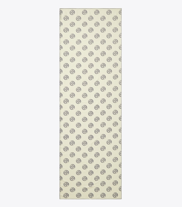 Tory Burch designer scarves T Monogram Oblong Scarf in Ballpoint Blue overhead
