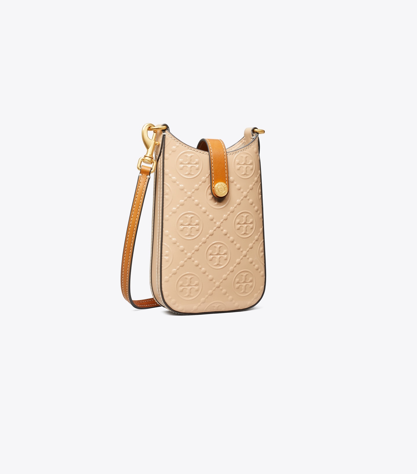 T Monogram Patent Embossed Phone Crossbody