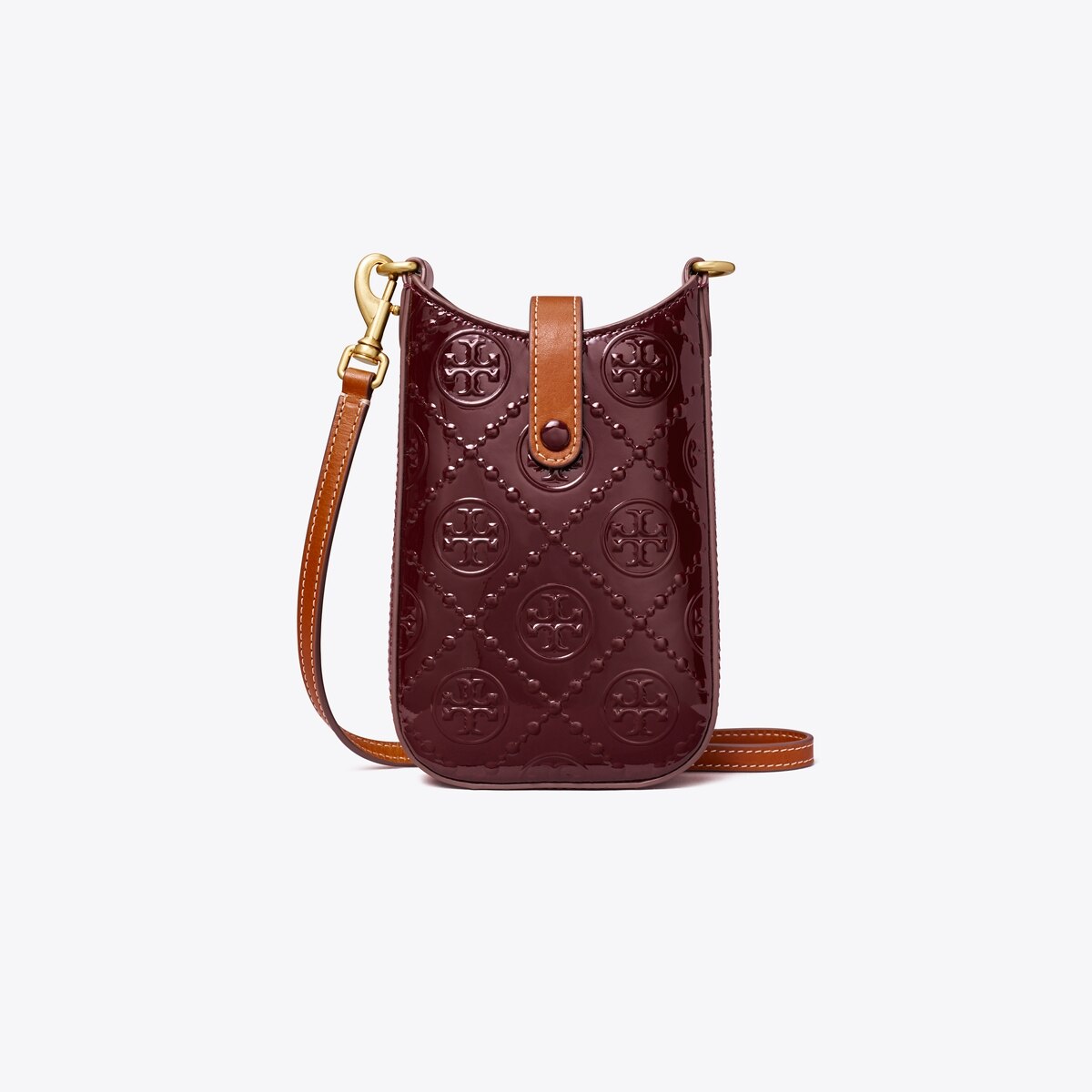 T Monogram Patent Embossed Phone Crossbody: Women's Designer