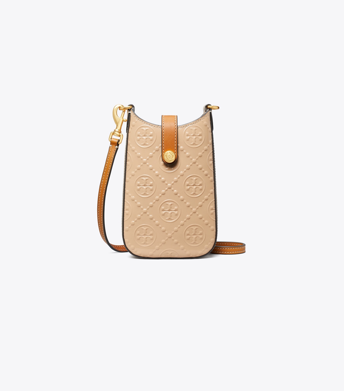 T Monogram Patent Embossed Phone Crossbody