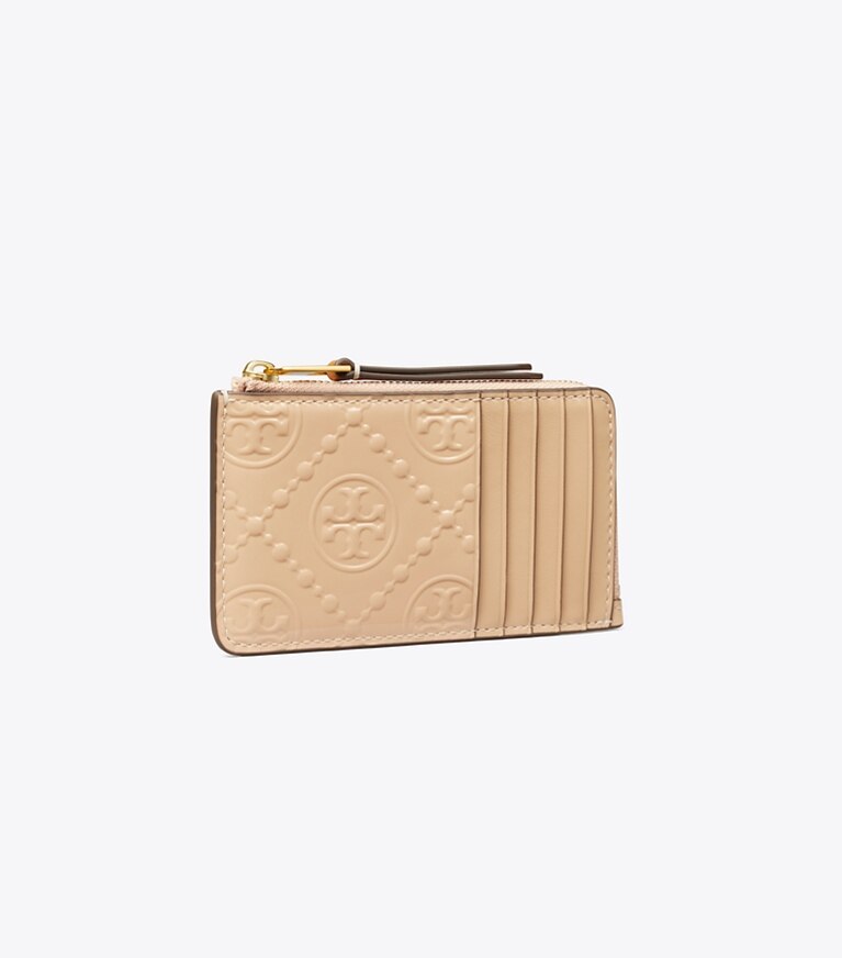 T Monogram Patent Embossed Zip Card Case: Women's Designer Card 