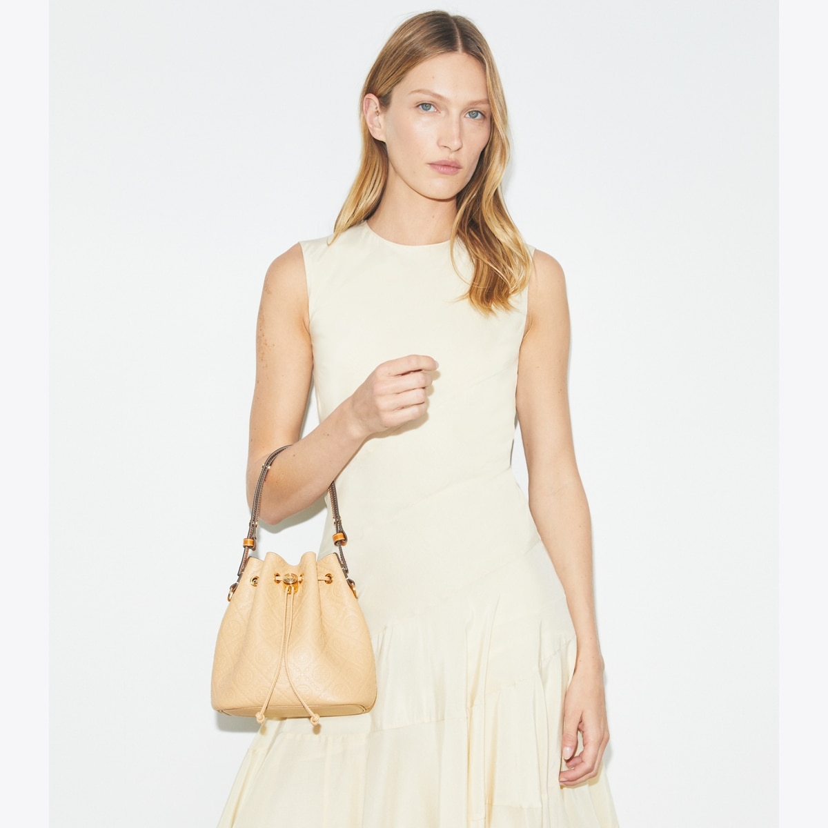T Monogram Pebble Bucket Bag: Women's Designer Crossbody Bags