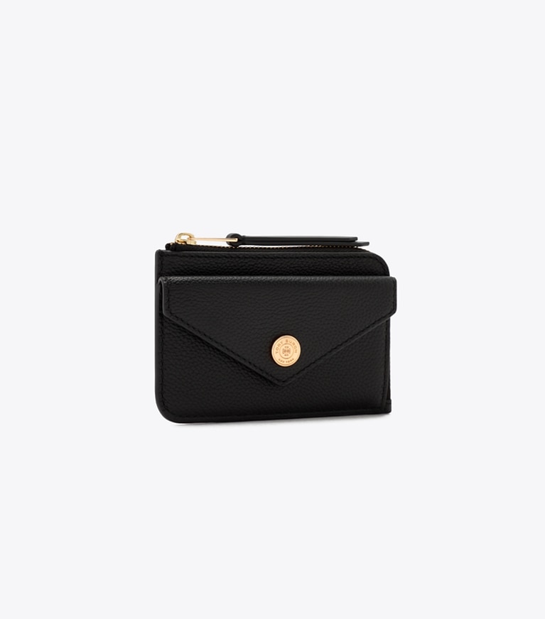 Tory Burch designer カードケース Tモノグラム ペブル エンベロープ ジップカードケース in Black angle