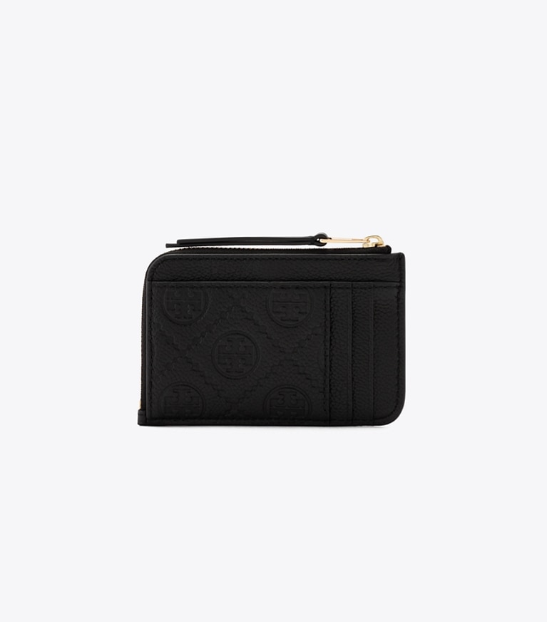 Tory Burch designer カードケース Tモノグラム ペブル エンベロープ ジップカードケース in Black angle