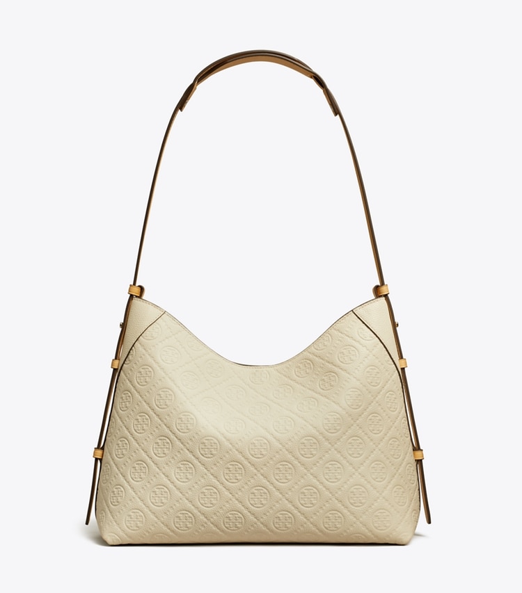 Tory Burch designer ショルダーバッグ Tモノグラム ペブル メッセンジャー in Warm White 戻る