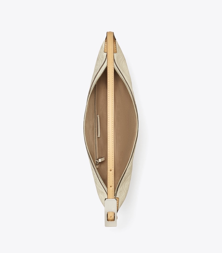 Tory Burch designer shoulder bags T Monogram Pebble Small Balloon Bag in Warm White overhead