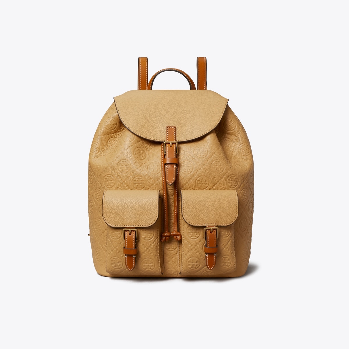 Tory Burch Pebbled Leather Backpack in Cognac Brown Tory Burch Beige Pebbled Leather Backpack main image 4