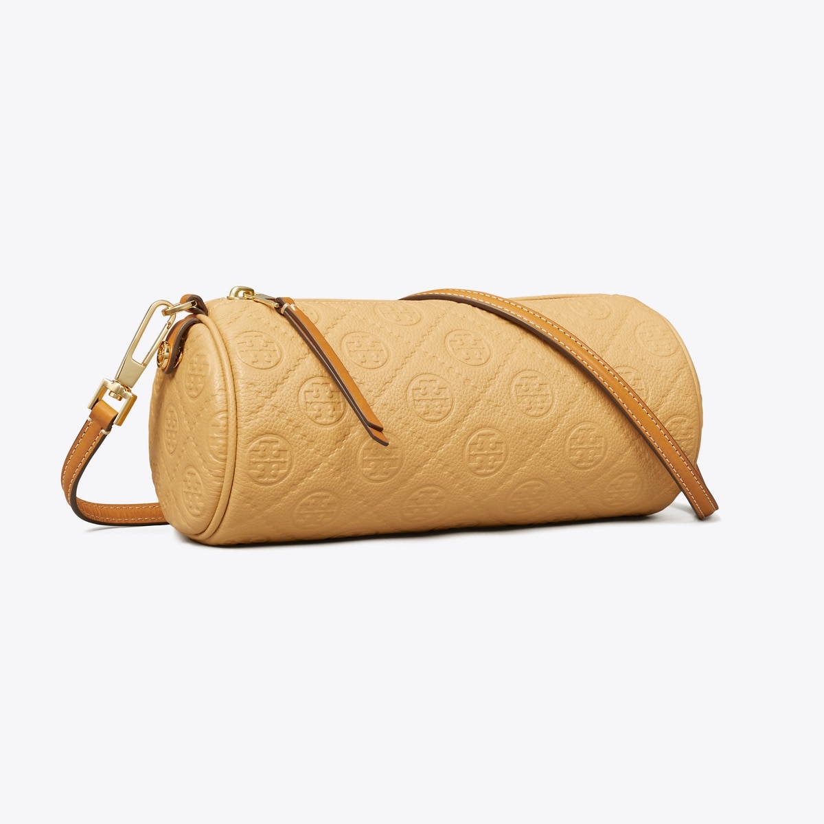 T Monogram Pebbled Cylinder Bag: Women's Designer Crossbody