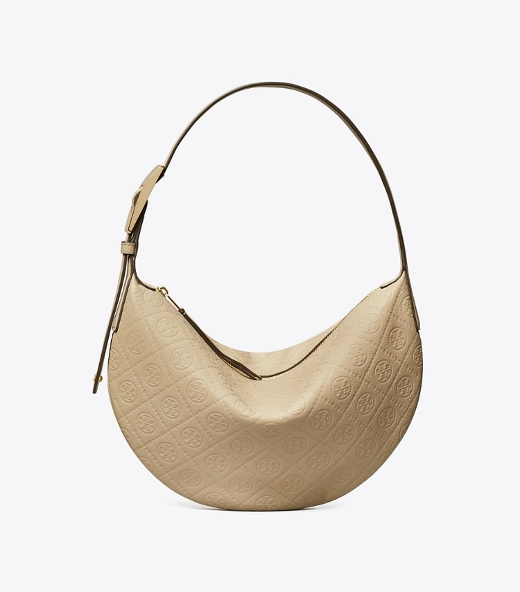 Tory Burch designer ショルダーバッグ Tモノグラム ペブルド スモール バルーンバッグ in Fresh Clay front