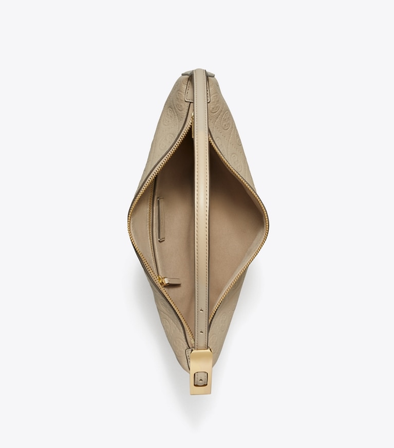 Tory Burch designer ショルダーバッグ Tモノグラム ペブルド スモール バルーンバッグ in Fresh Clay オーバーヘッド