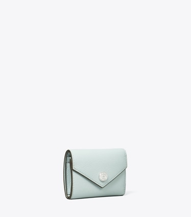 Tory Burch designer 財布 Tモノグラム ペブルド エンベロープ スモールウォレット in Light Sea angle