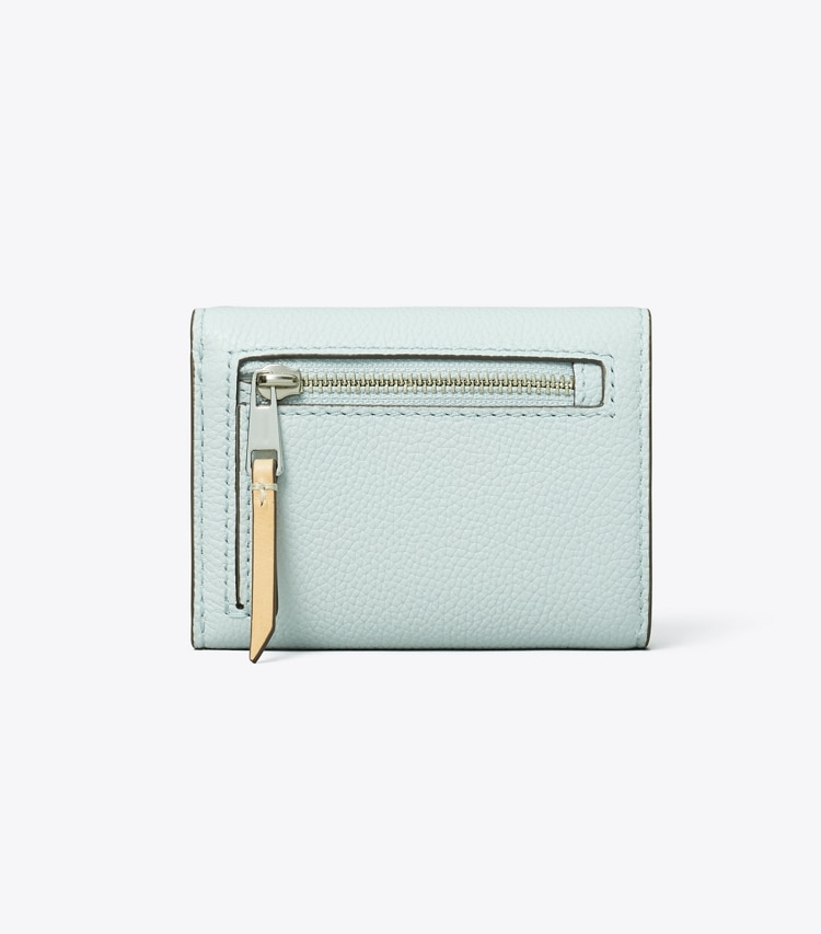 Tory Burch designer 財布 Tモノグラム ペブルド エンベロープ スモールウォレット in Light Sea 戻る