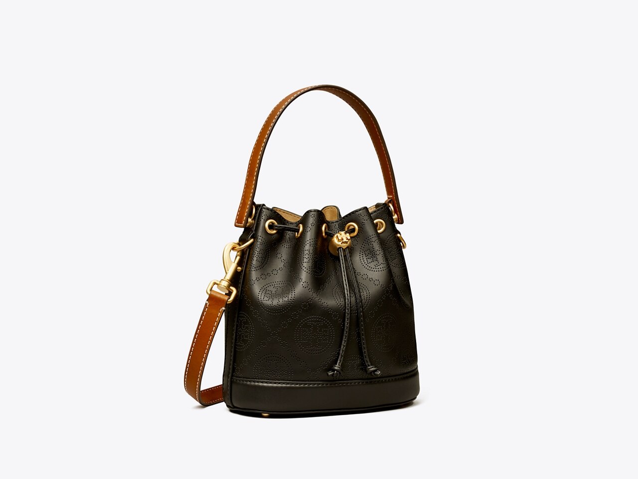 T Monogram Perforated Bucket Bag: Women's Handbags, Crossbody Bags