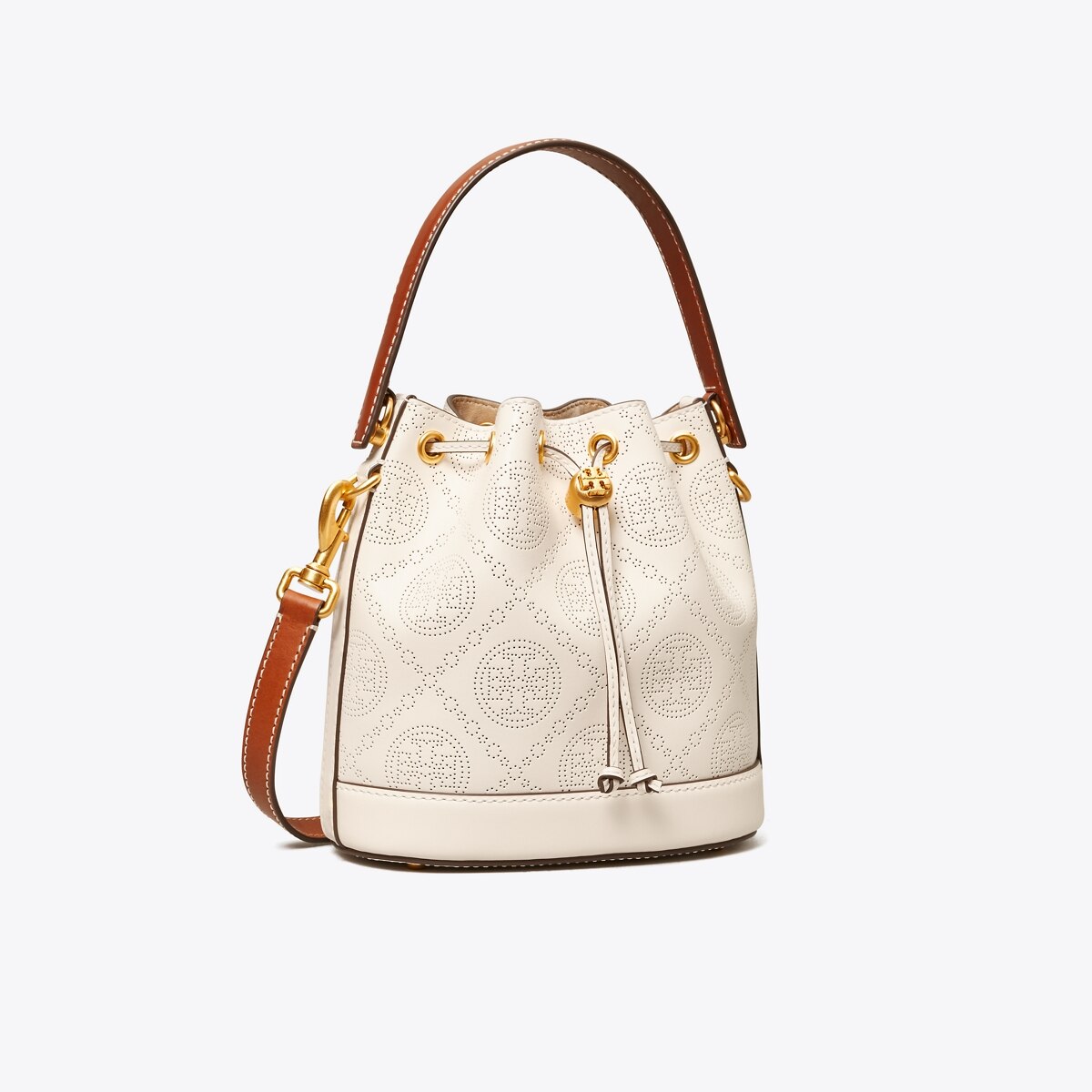 Tory Burch Mini T Monogram Perforated Leather Crossbody Tote