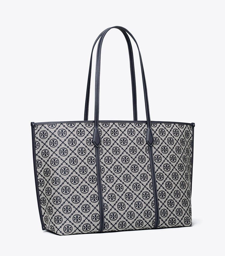 Tory Burch designer tote bags T Monogram Perry Tote in Tory Navy angle