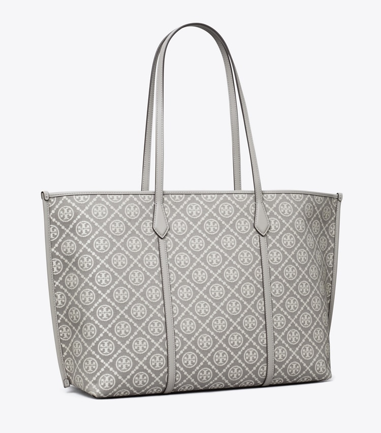 Tory Burch designer tote bags T Monogram Perry Tote in Gray angle