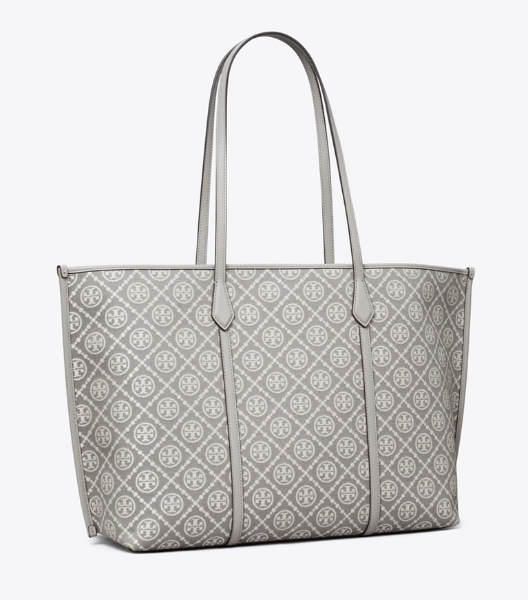 Tory Burch designer tote bags T Monogram Perry Tote in Gray angle