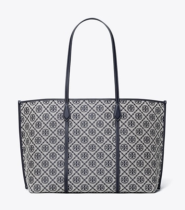 Tory Burch designer tote bags T Monogram Perry Tote in Tory Navy front