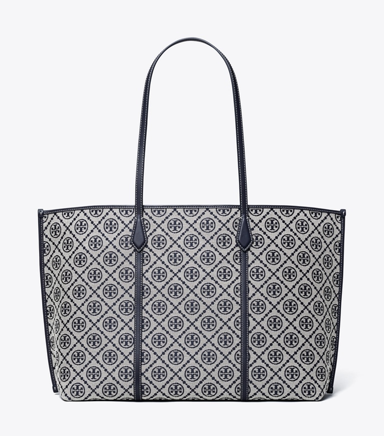 Tory Burch designer tote bags T Monogram Perry Tote in Tory Navy angle