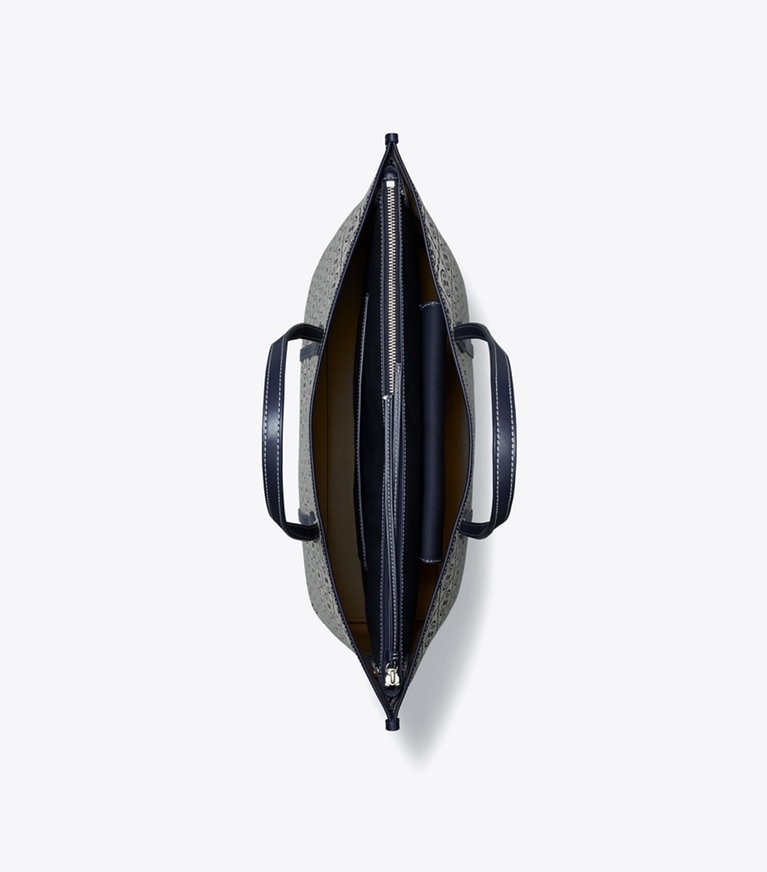 Tory Burch designer tote bags T Monogram Perry Tote in Tory Navy angle