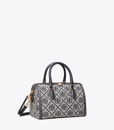 Tory Burch designer crossbody bags T Monogram Petite Barrel Bag in Tory Navy angle