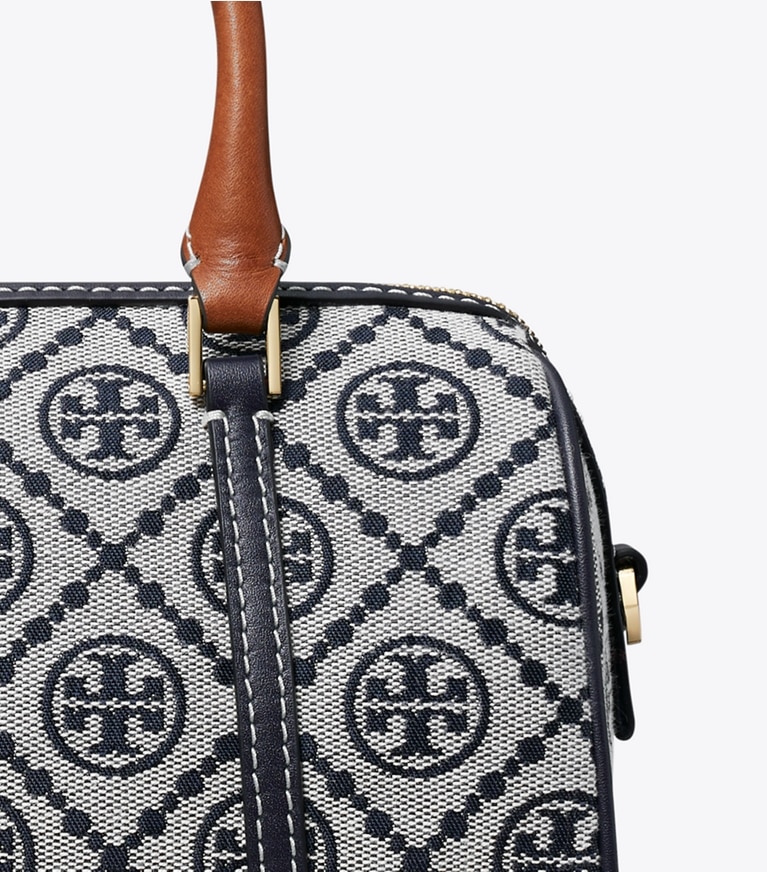 Tory Burch designer crossbody bags T Monogram Petite Barrel Bag in Tory Navy angle