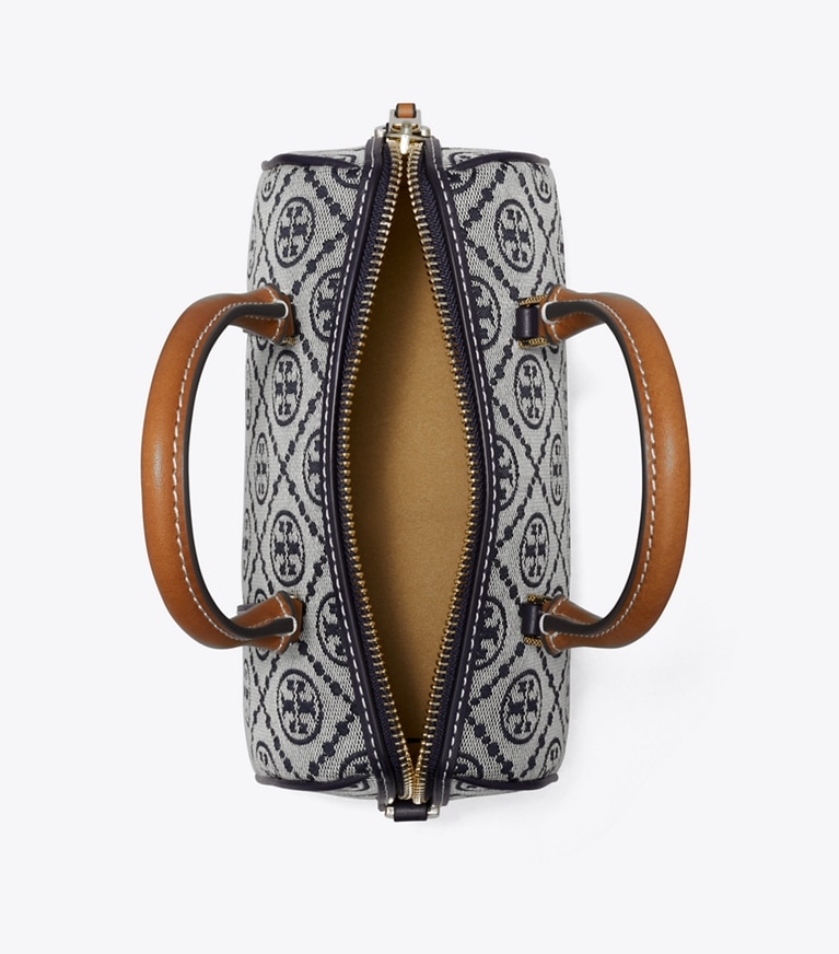 Tory Burch designer crossbody bags T Monogram Petite Barrel Bag in Tory Navy angle
