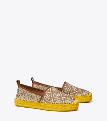 Womens Shoes Flats and flat shoes Espadrille shoes and sandals Tory Burch Woven Double T Espadrille in Yellow 