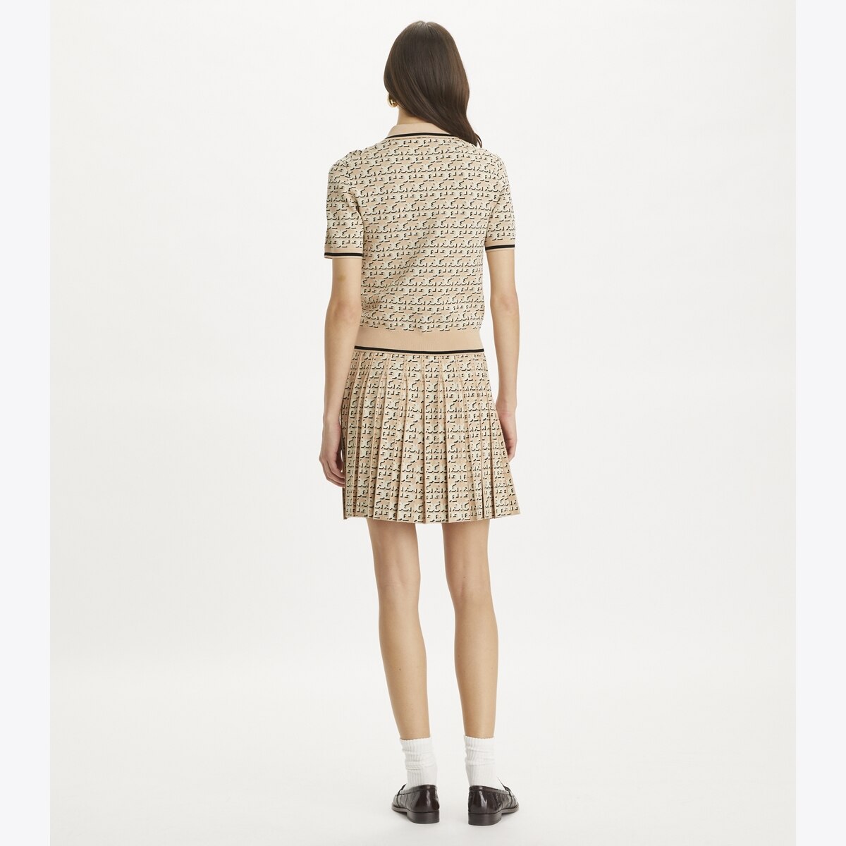 T Monogram Pleated Viscose Skirt: Women's Designer Bottoms