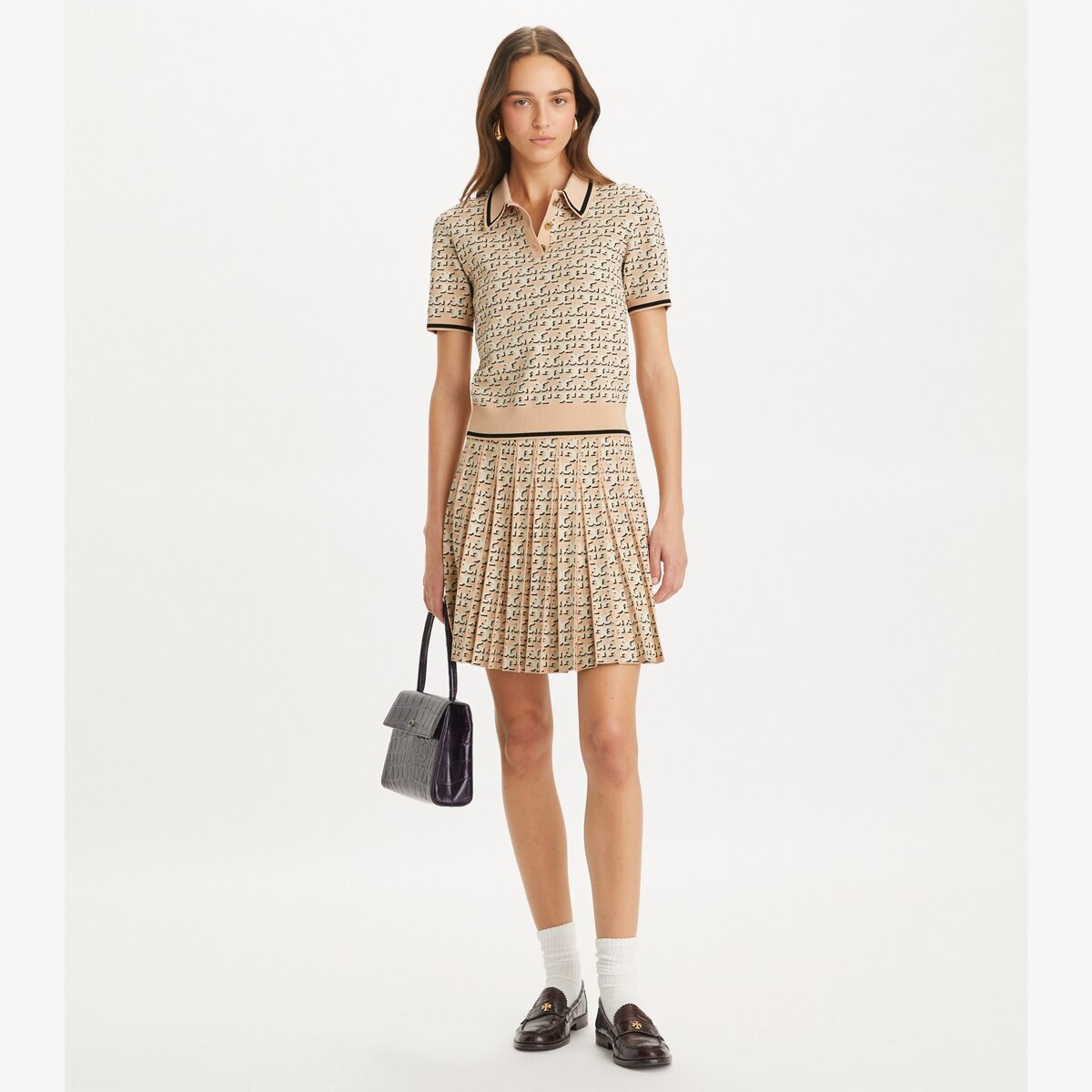 スカート PLEATED MONOGRAM SKIRT t-monogram-pleated-viscose-