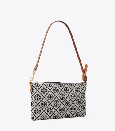 Tory Burch designer shoulder bags T Monogram Pochette in Tory Navy angle